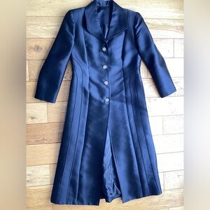 Elegant blue Women's Coat with rhinestone buttons